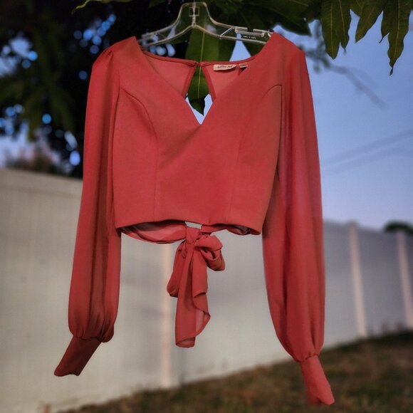 Buckle Willow & Root Backless Back Tie Crop Top Flowy Top XS- DUSTY ROSE PINK - Picture 1 of 5